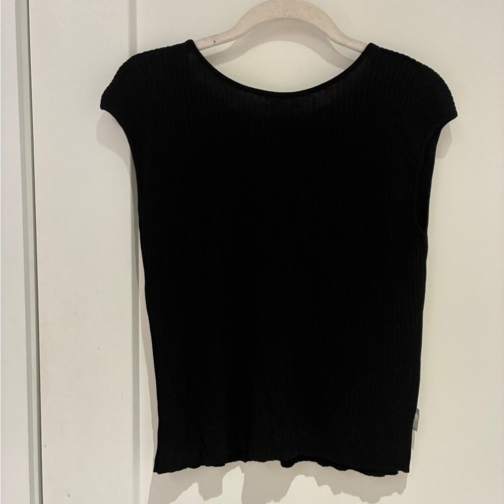 VTG Y2K Versace Jeans Collection Black Ribbed Cap Sleeve Open Back Top XL